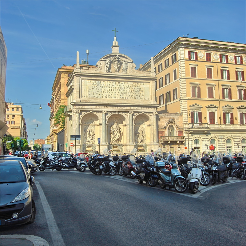 The Fontana dell'Acqua Felice, also known as the Fountain of Moses, located in Rome, Italy